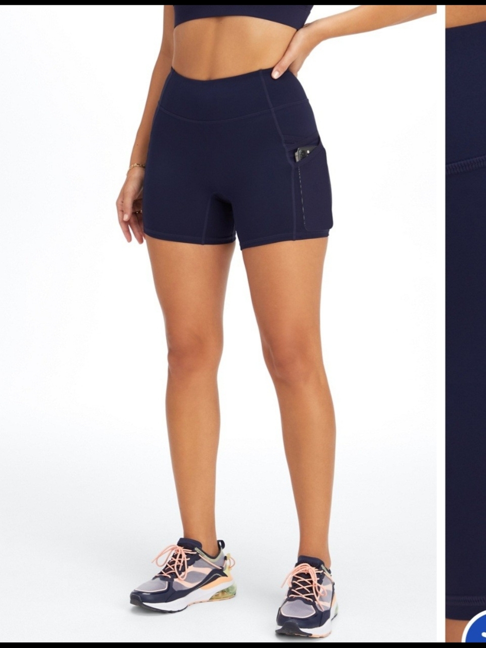 Trinity Motion365® Mid-Rise 5'' Shorts By Fabletics Navy Blue Biker Active Yoga